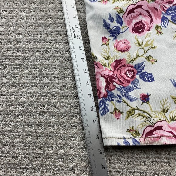 Blue Notes Floral Jeans Women 34 White Denim Pants Low Rise Super Skinny 34X30 - Picture 9 of 16